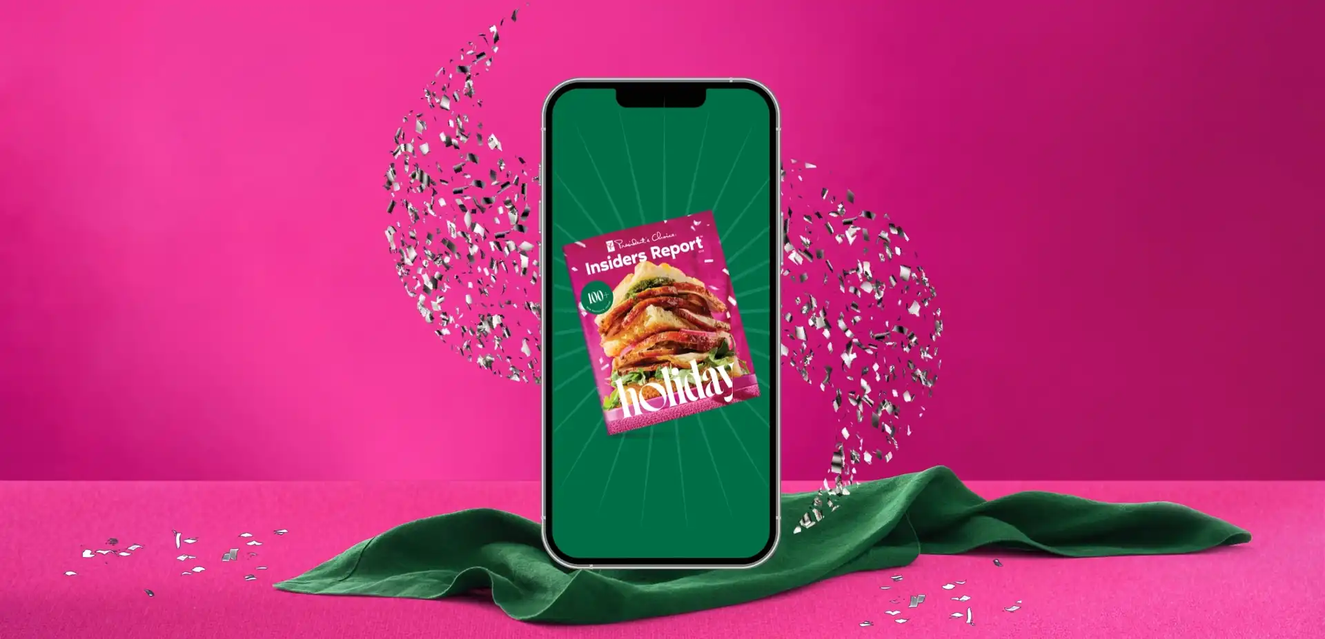 Spakrles swirl around a smartphone screen which displays PC Insiders report magazine and  red PC Optimum points float around the device. 